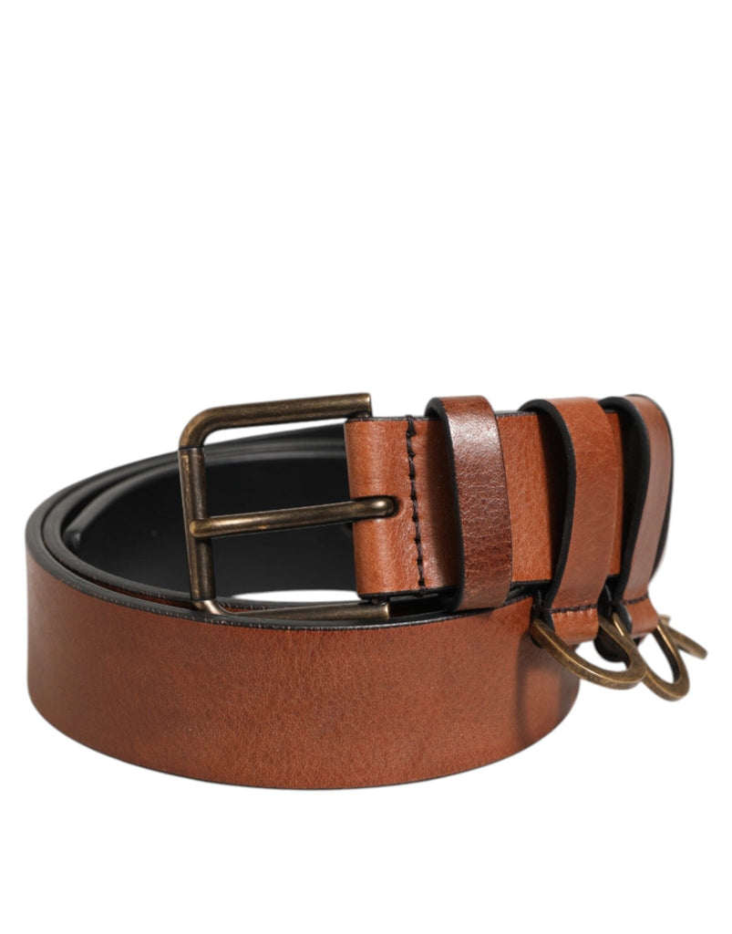 Dolce & Gabbana Brown Classic Gold Metal Logo Buckle Men Belt - Beyzy Store - Dolce & Gabbana