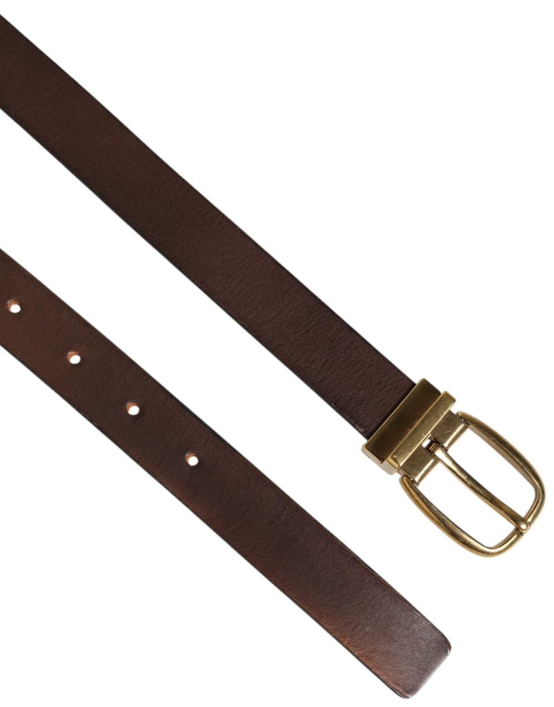 Dolce & Gabbana Brown Classic Gold Metal Logo Buckle Men Belt - Beyzy Store - Dolce & Gabbana