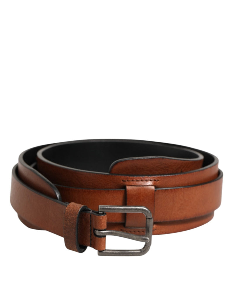 Dolce & Gabbana Brown Classic Gold Metal Logo Buckle Men Belt - Beyzy Store - Dolce & Gabbana