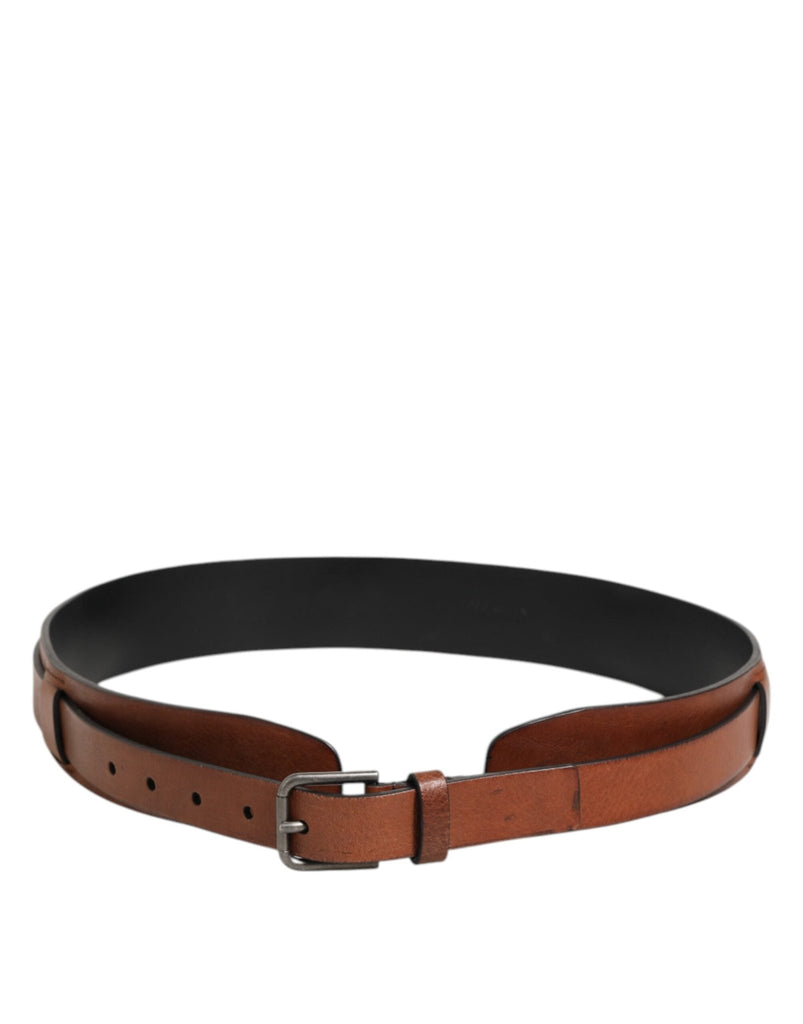 Dolce & Gabbana Brown Classic Gold Metal Logo Buckle Men Belt - Beyzy Store - Dolce & Gabbana