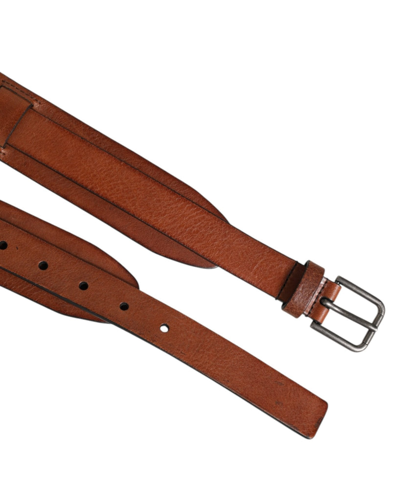 Dolce & Gabbana Brown Classic Gold Metal Logo Buckle Men Belt - Beyzy Store - Dolce & Gabbana