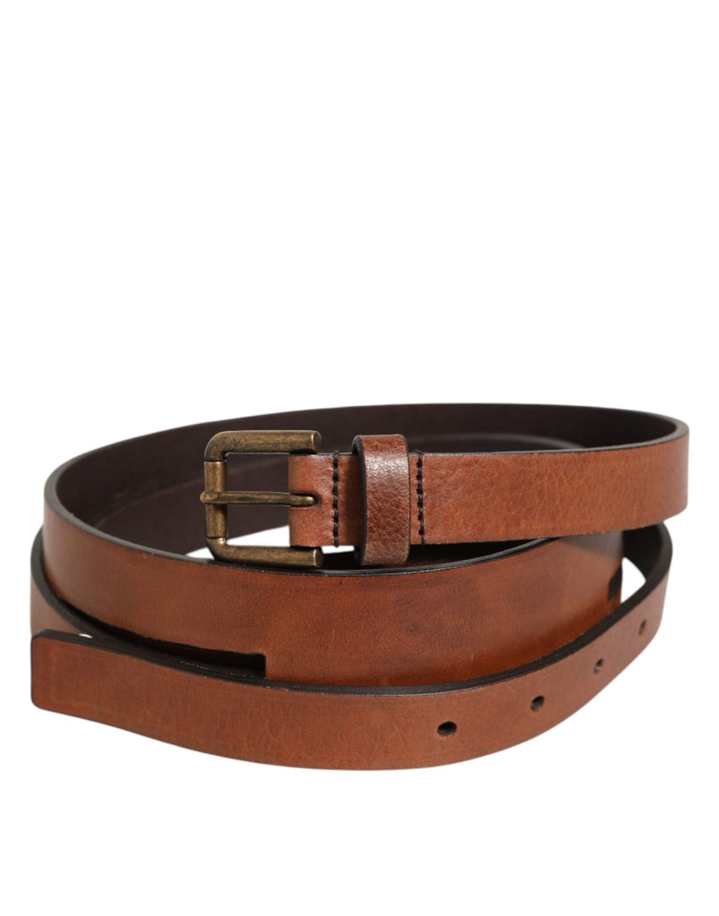 Dolce & Gabbana Brown Double Strap Leather Gold Buckle Belt - Beyzy Store - Dolce & Gabbana