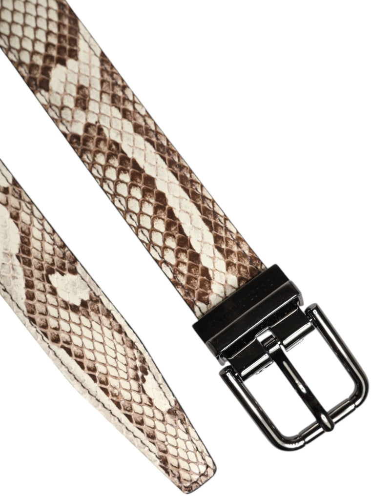 Dolce & Gabbana Brown Exotic Leather Classic Metal Buckle Belt - Beyzy Store - Dolce & Gabbana