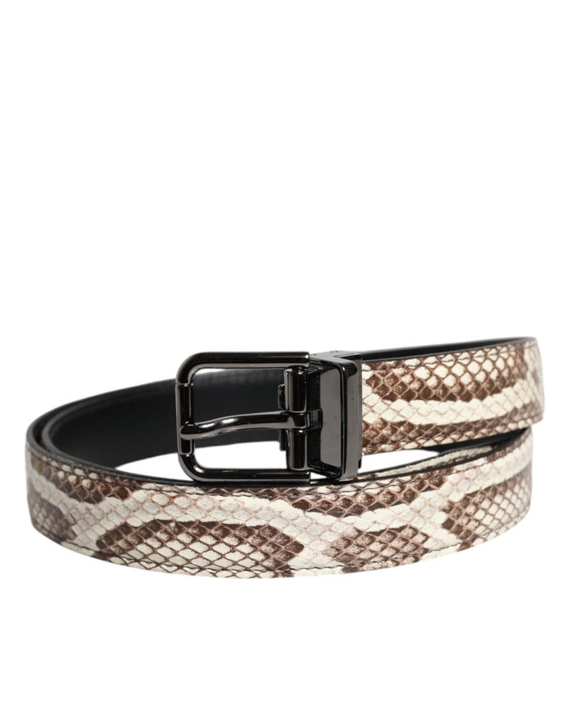 Dolce & Gabbana Brown Exotic Leather Classic Metal Buckle Belt - Beyzy Store - Dolce & Gabbana