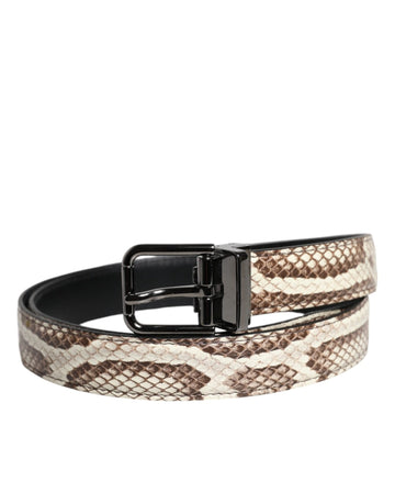 Dolce & Gabbana Brown Exotic Leather Classic Metal Buckle Belt - Beyzy Store - Dolce & Gabbana