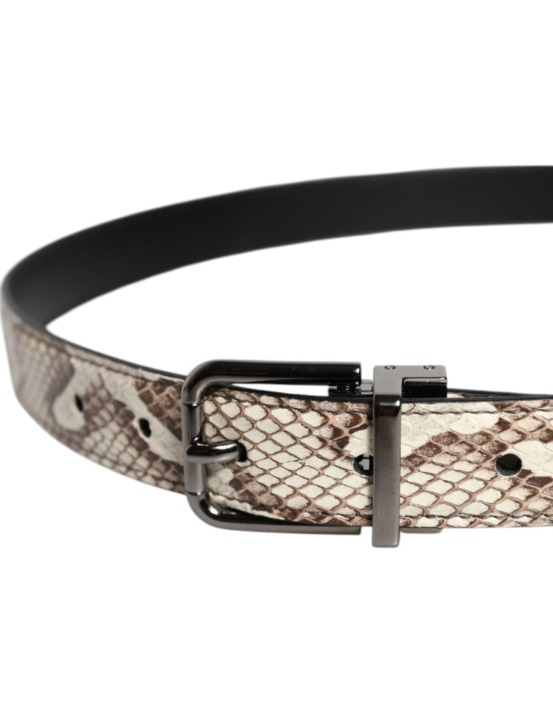 Dolce & Gabbana Brown Exotic Leather Classic Metal Buckle Belt - Beyzy Store - Dolce & Gabbana