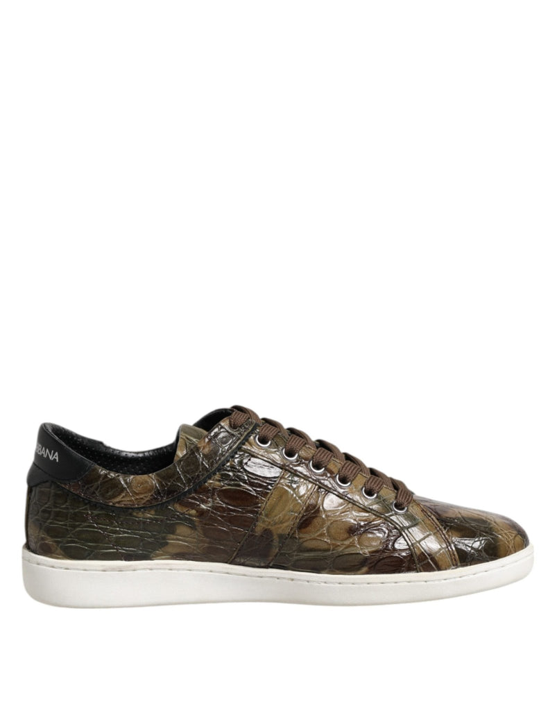 Dolce & Gabbana Brown Exotic Leather Low Top Sneakers Shoes - Beyzy Store - Dolce & Gabbana