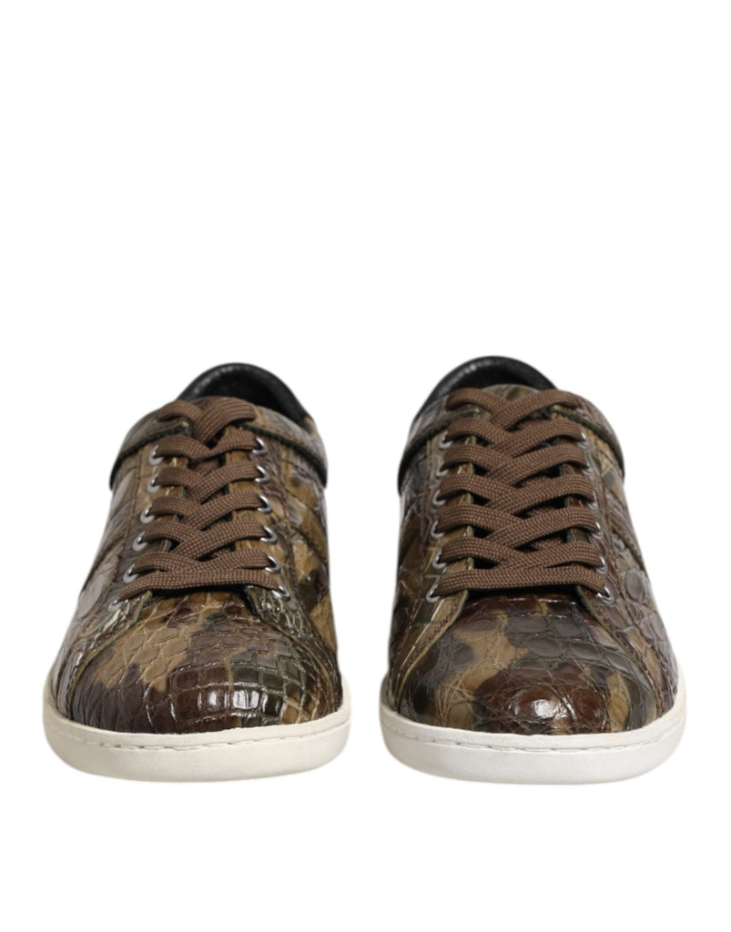Dolce & Gabbana Brown Exotic Leather Low Top Sneakers Shoes - Beyzy Store - Dolce & Gabbana