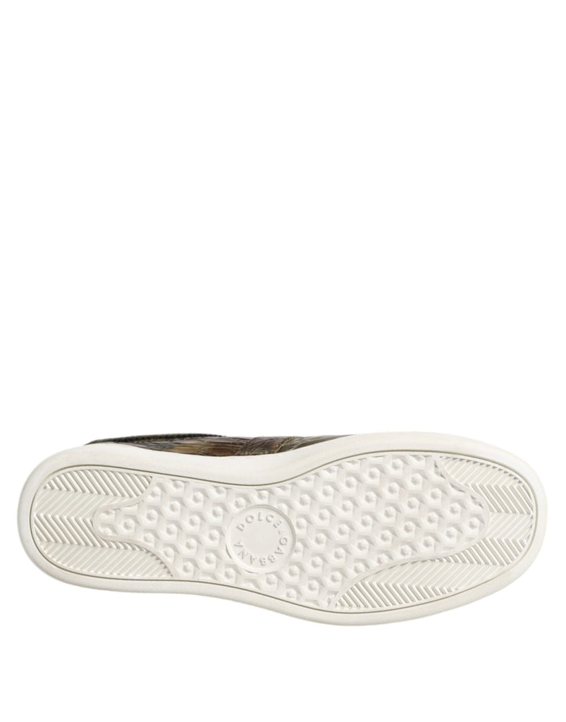 Dolce & Gabbana Brown Exotic Leather Low Top Sneakers Shoes - Beyzy Store - Dolce & Gabbana