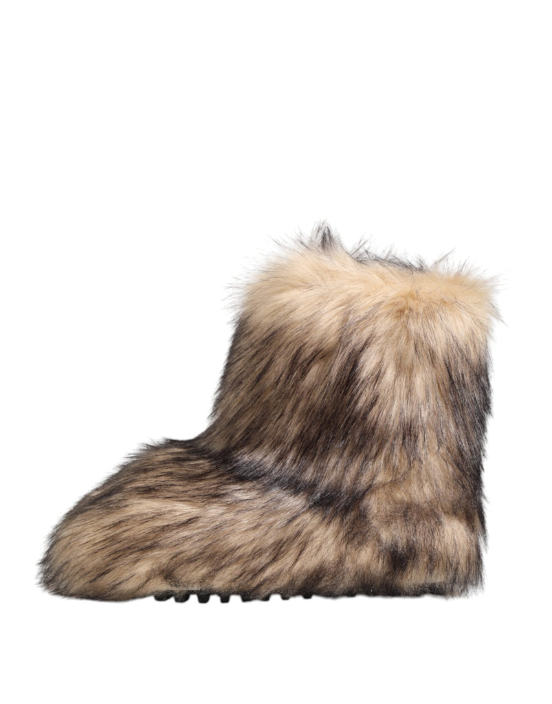 Dolce & Gabbana Brown Faux Skim Ski Fur Men Short Boots Shoes - Beyzy Store - Dolce & Gabbana