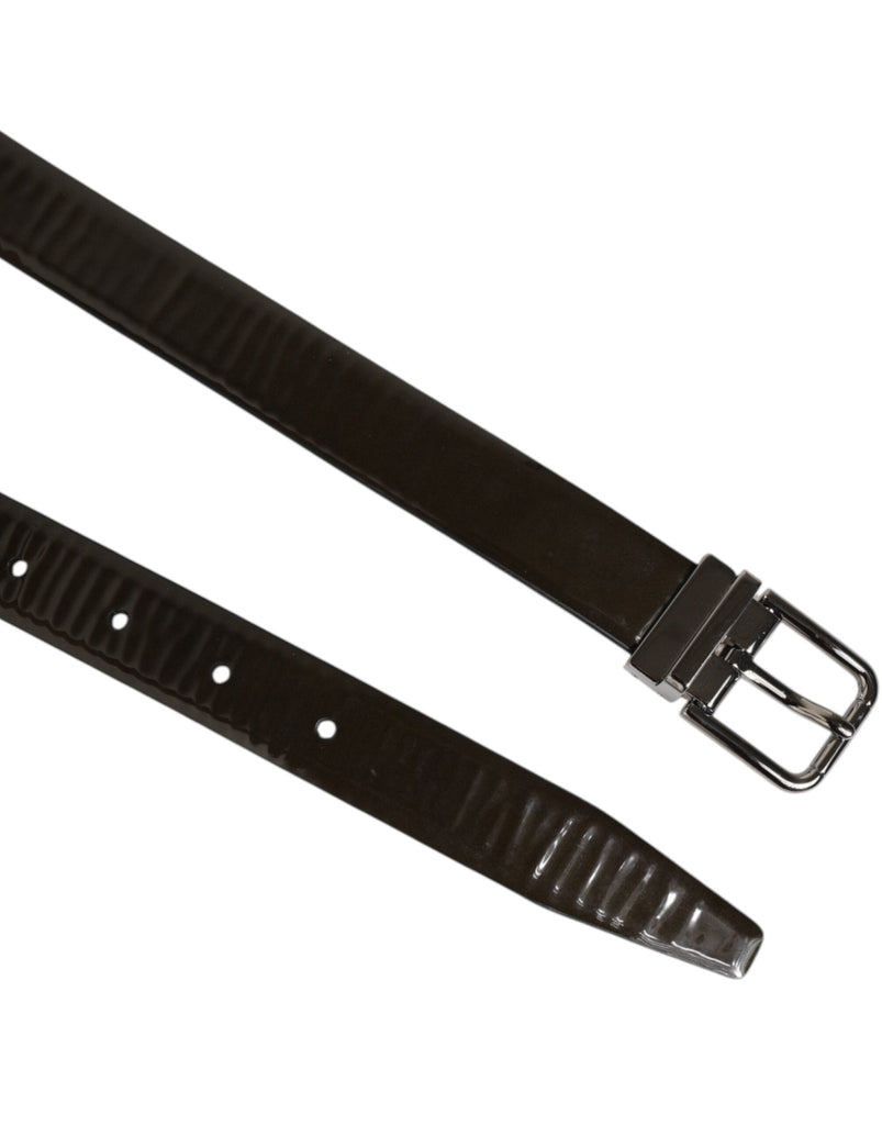 Dolce & Gabbana Brown Glossy Leather Classic Metal Buckle Belt - Beyzy Store - Dolce & Gabbana