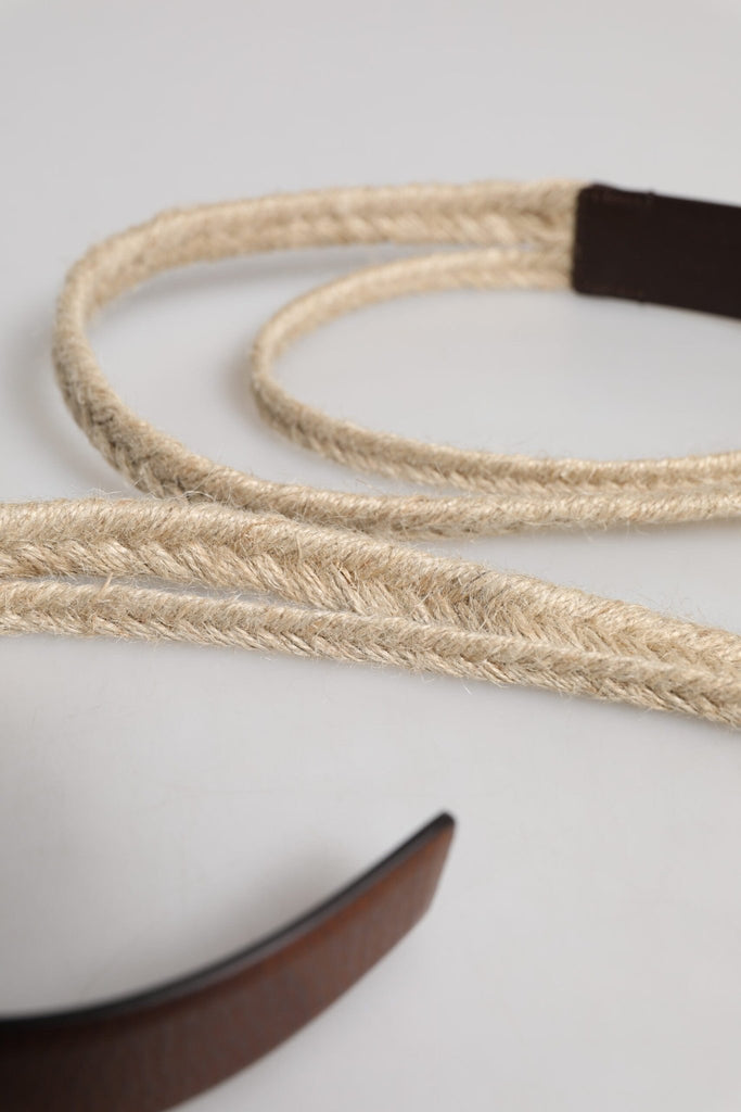 Dolce & Gabbana Brown Jute Leather Woven Metal Buckle Belt - Beyzy Store - Dolce & Gabbana