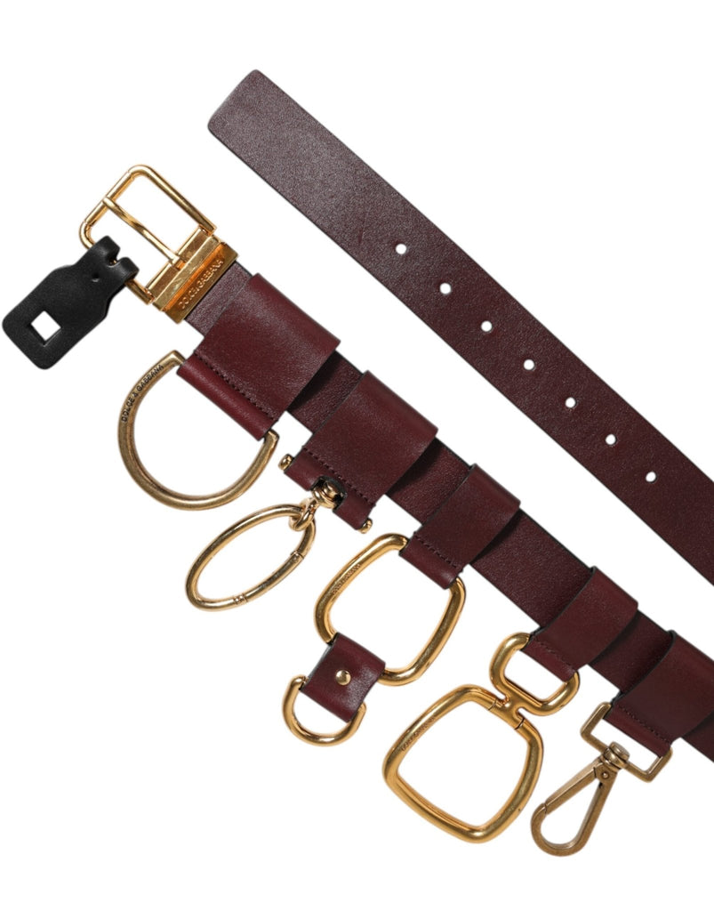 Dolce & Gabbana Brown Key Ring Clip Attachments Buckle Belt - Beyzy Store - Dolce & Gabbana