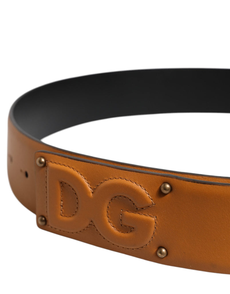Dolce & Gabbana Brown Leather Buckle DG Logo Embossed Belt - Beyzy Store - Dolce & Gabbana