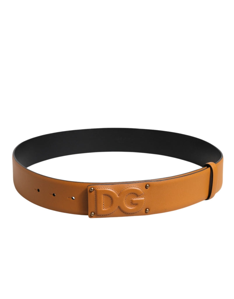 Dolce & Gabbana Brown Leather Buckle DG Logo Embossed Belt - Beyzy Store - Dolce & Gabbana