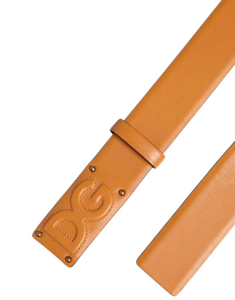 Dolce & Gabbana Brown Leather Buckle DG Logo Embossed Belt - Beyzy Store - Dolce & Gabbana