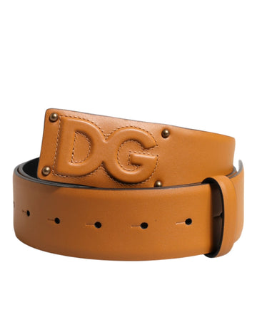 Dolce & Gabbana Brown Leather Buckle DG Logo Embossed Belt - Beyzy Store - Dolce & Gabbana