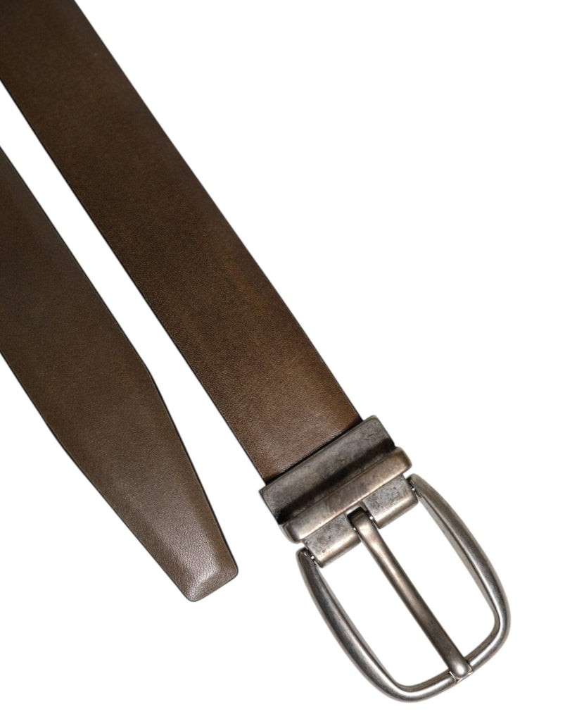 Dolce & Gabbana Brown Leather Classic Metal Logo Buckle Belt - Beyzy Store - Dolce & Gabbana