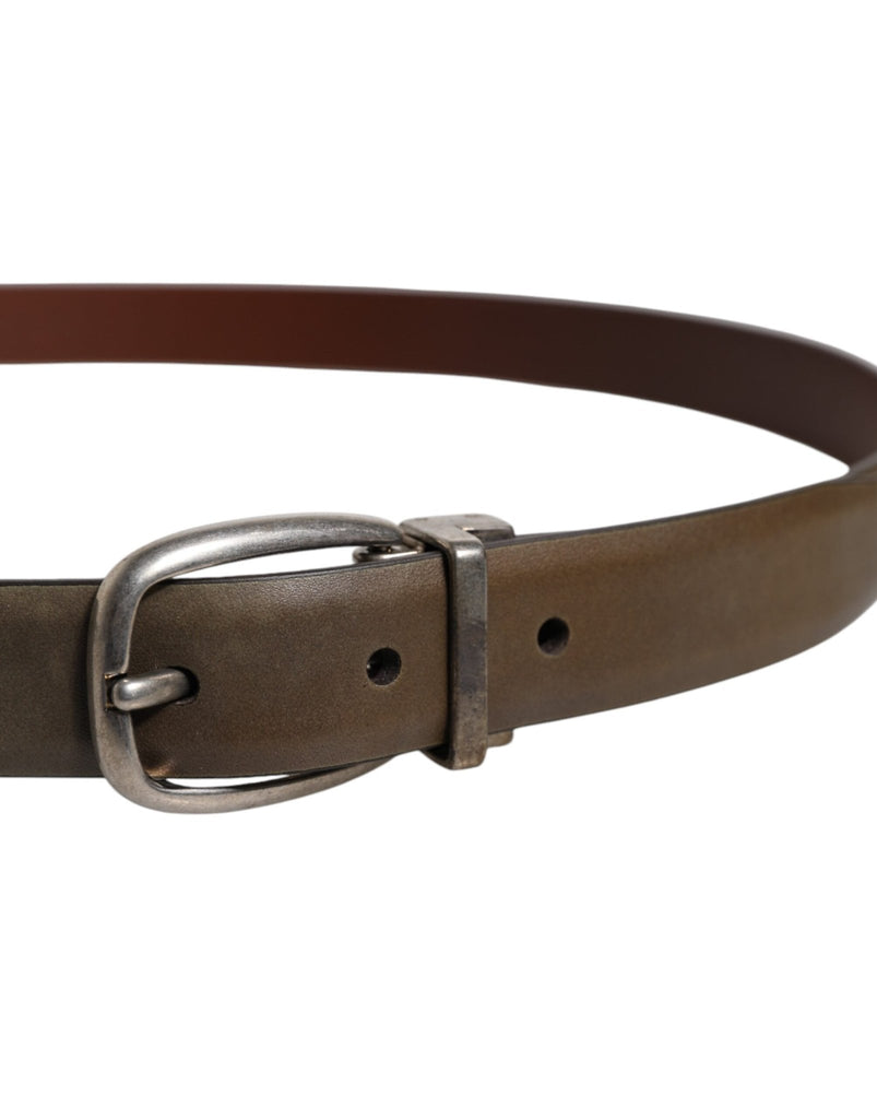 Dolce & Gabbana Brown Leather Classic Metal Logo Buckle Belt - Beyzy Store - Dolce & Gabbana