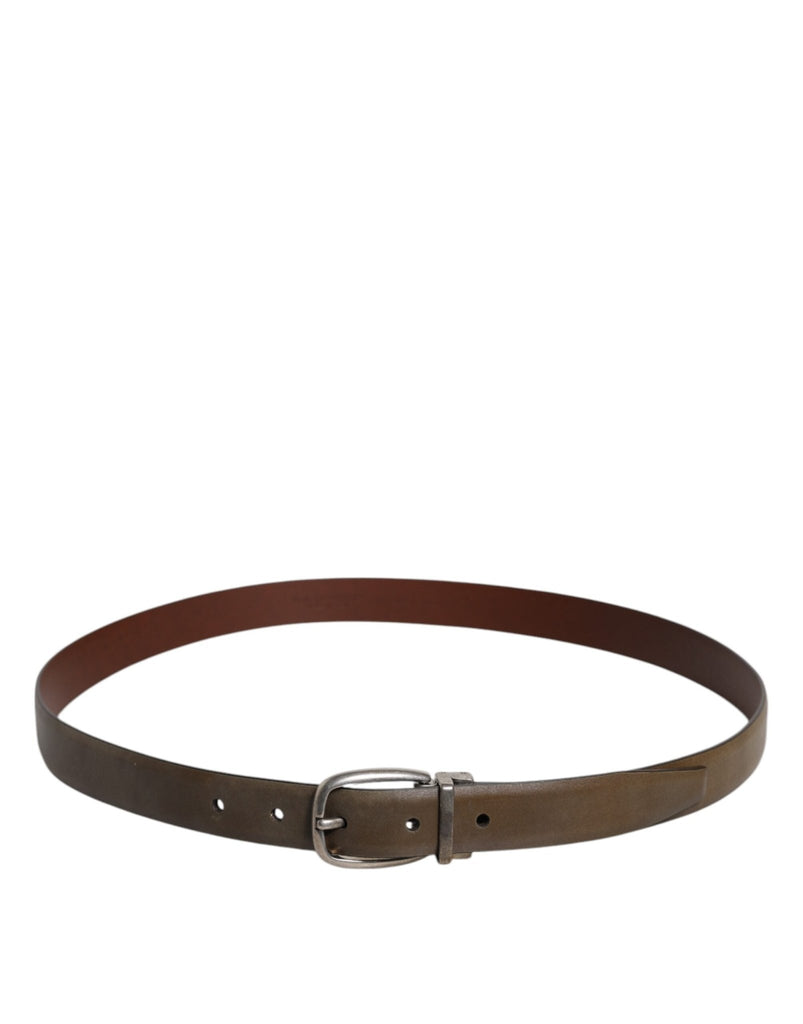Dolce & Gabbana Brown Leather Classic Metal Logo Buckle Belt - Beyzy Store - Dolce & Gabbana
