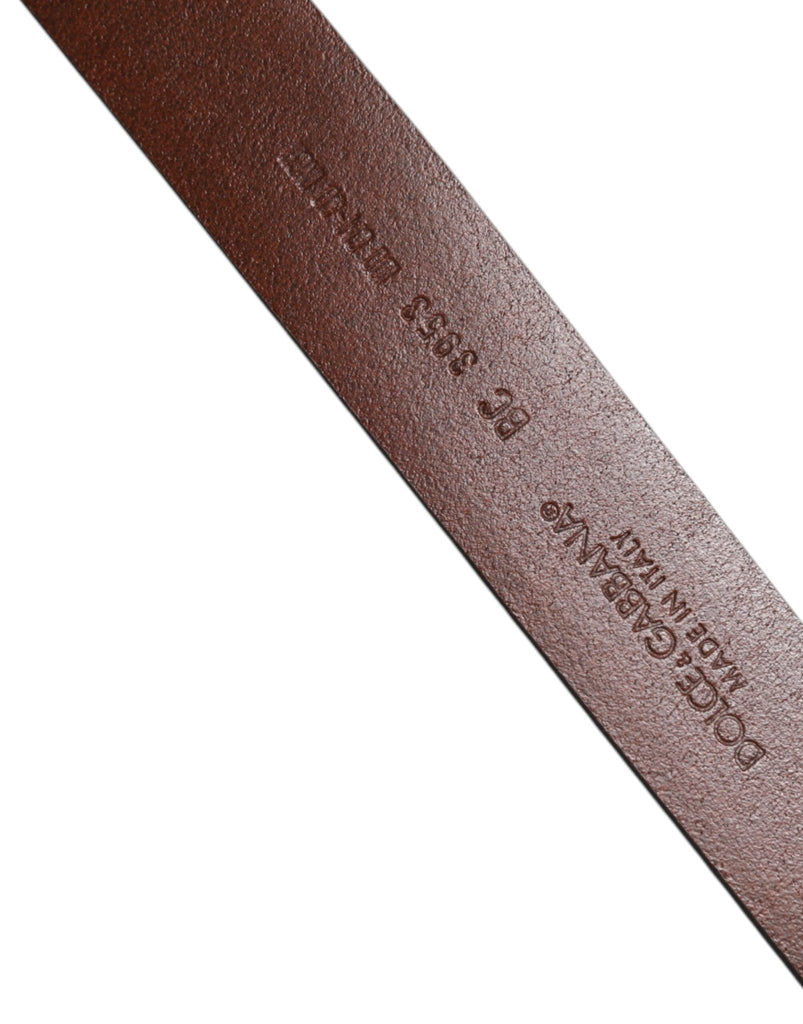 Dolce & Gabbana Brown Leather Classic Metal Logo Buckle Belt - Beyzy Store - Dolce & Gabbana