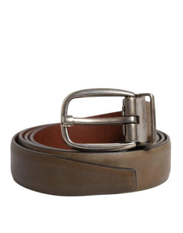 Dolce & Gabbana Brown Leather Classic Metal Logo Buckle Belt - Beyzy Store - Dolce & Gabbana