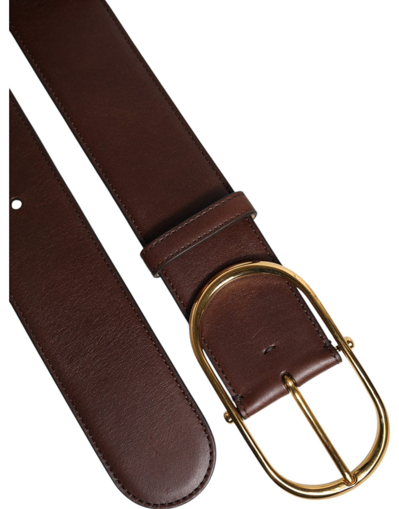 Dolce & Gabbana Brown Leather Classic Metal Oval Buckle Belt - Beyzy Store - Dolce & Gabbana