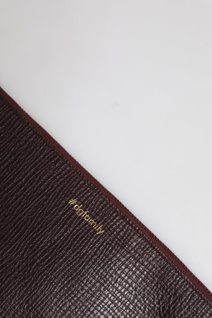 Dolce & Gabbana Brown Leather #DGFAMILY Embellished Men Clutch Pouch Bag - Beyzy Store - Dolce & Gabbana