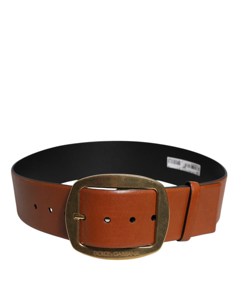 Dolce & Gabbana Brown Leather Gold Metal Buckle Classic Belt - Beyzy Store - Dolce & Gabbana