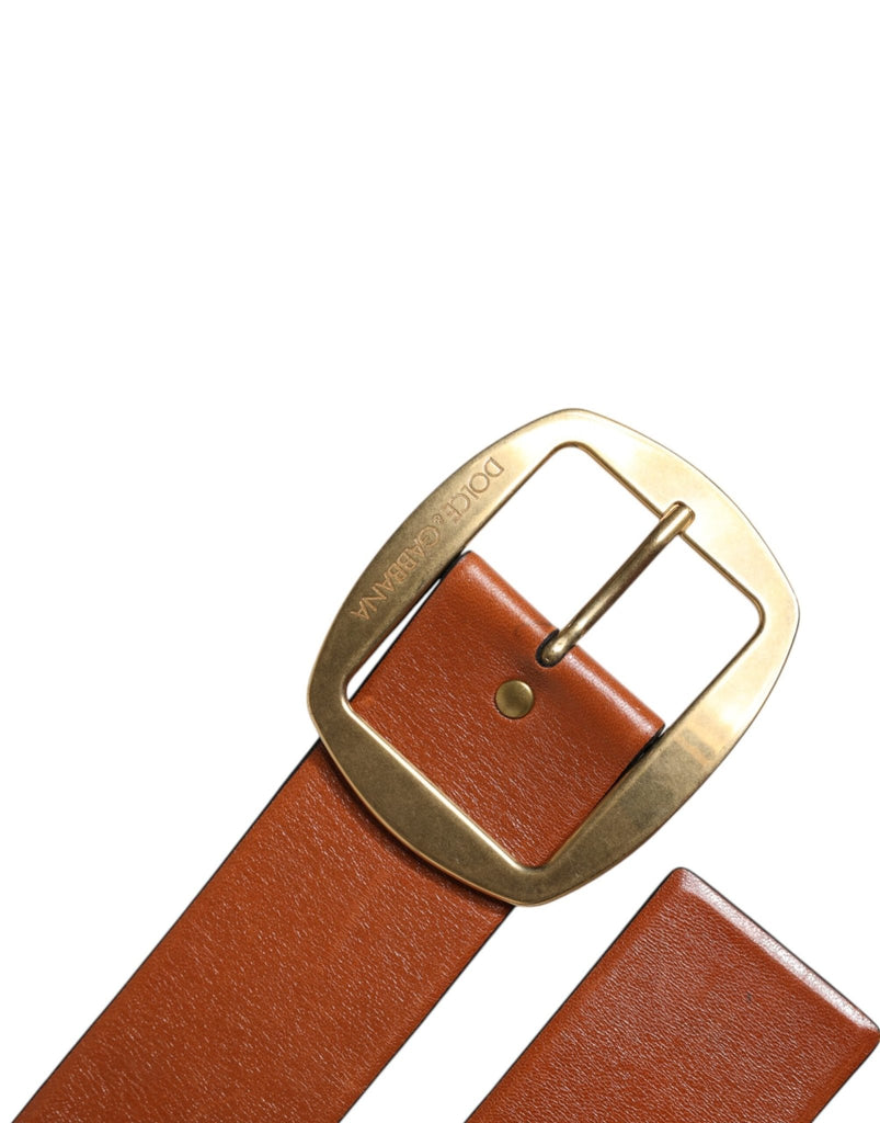 Dolce & Gabbana Brown Leather Gold Metal Buckle Classic Belt - Beyzy Store - Dolce & Gabbana
