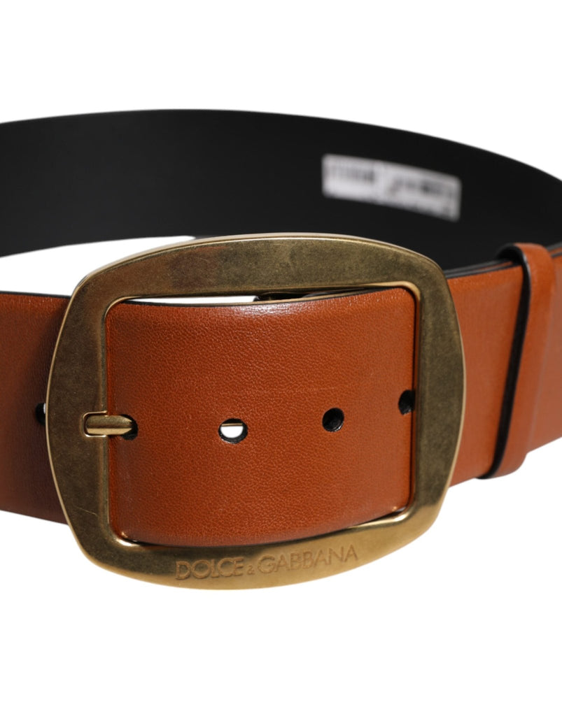 Dolce & Gabbana Brown Leather Gold Metal Buckle Classic Belt - Beyzy Store - Dolce & Gabbana