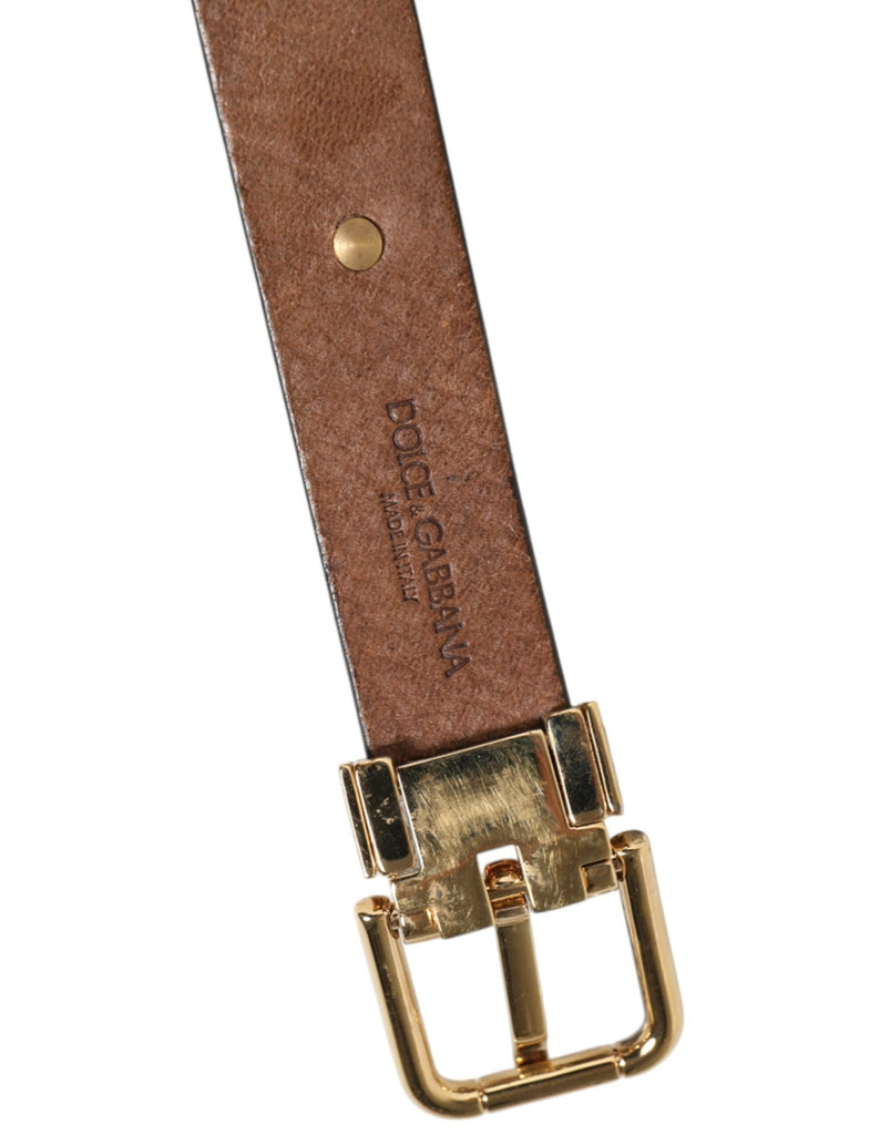 Dolce & Gabbana Brown Leather Gold Silver Coin Buckle Belt - Beyzy Store - Dolce & Gabbana