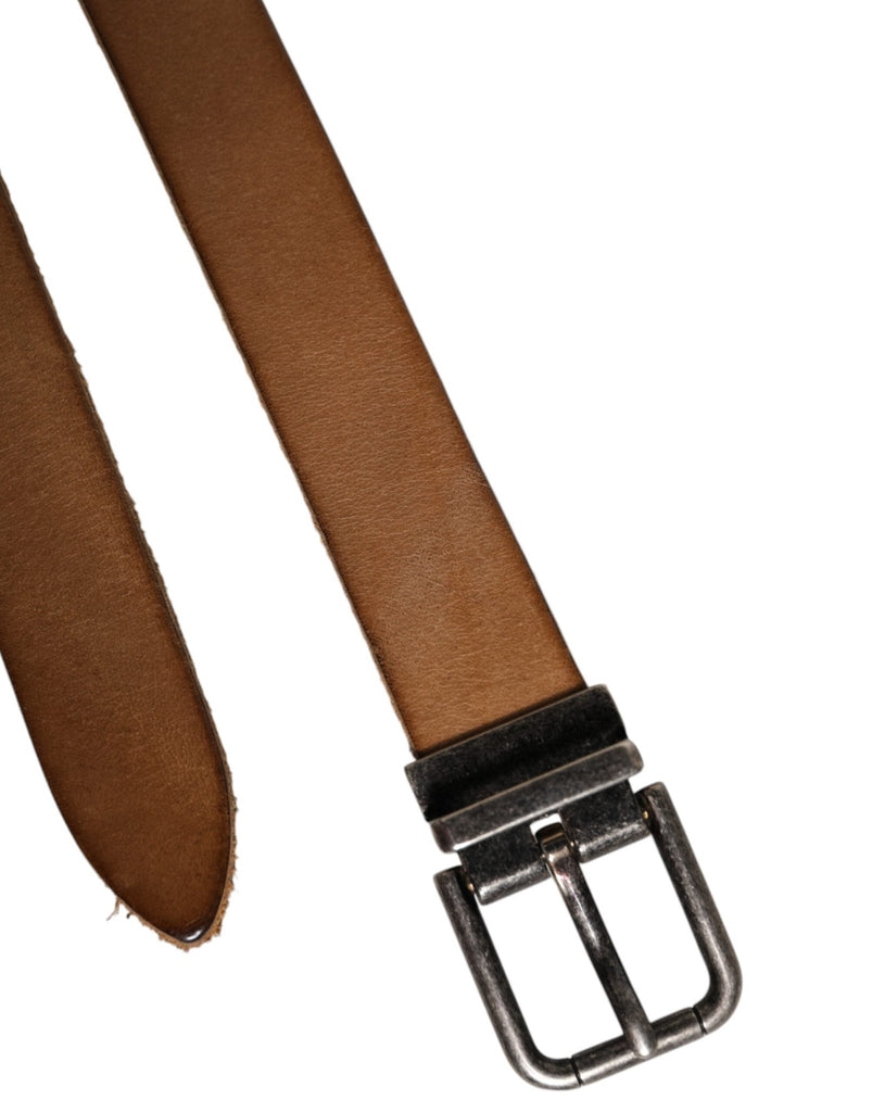 Dolce & Gabbana Brown Leather Silver Tone Metal Buckle Belt - Beyzy Store - Dolce & Gabbana