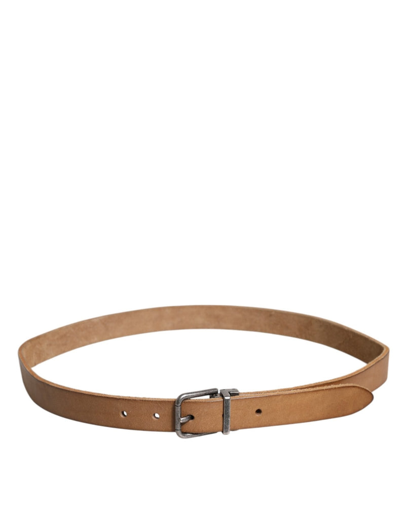 Dolce & Gabbana Brown Leather Silver Tone Metal Buckle Belt - Beyzy Store - Dolce & Gabbana
