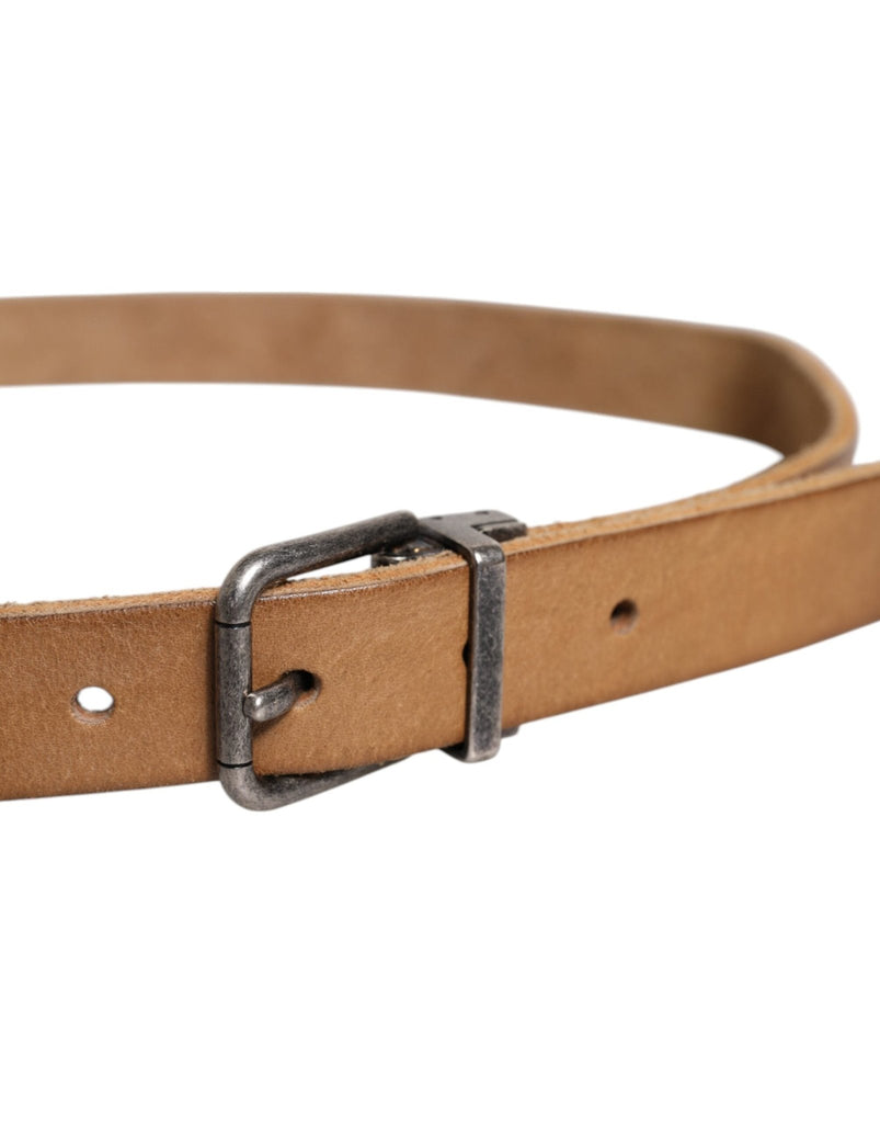 Dolce & Gabbana Brown Leather Silver Tone Metal Buckle Belt - Beyzy Store - Dolce & Gabbana