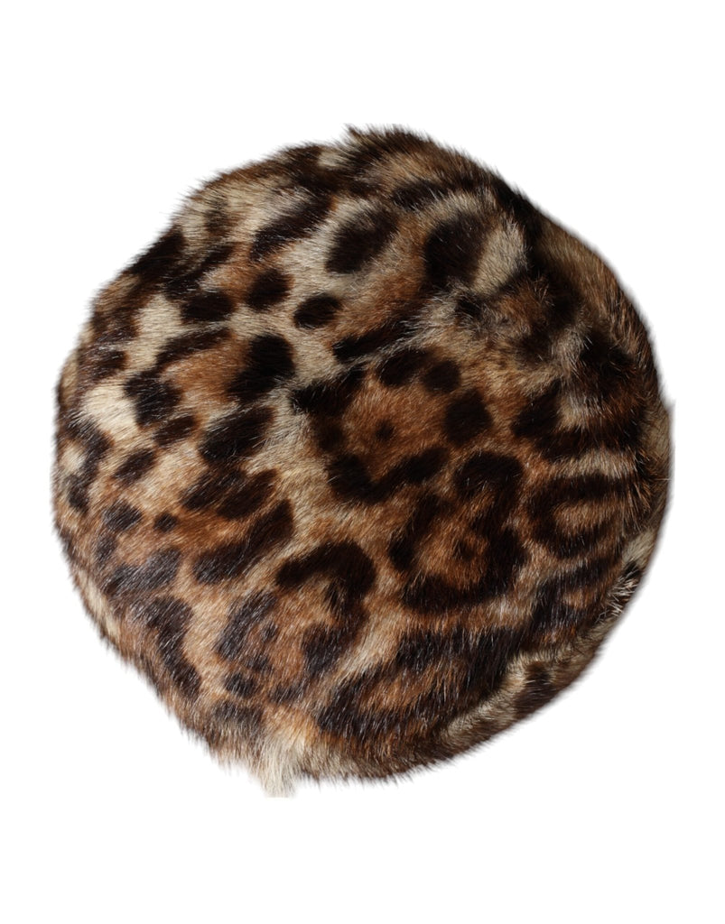Dolce & Gabbana Brown Leopard Faux Fur Women Bucket Hat - Beyzy Store - Dolce & Gabbana