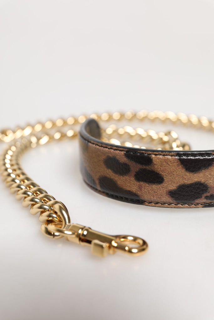 Dolce & Gabbana Brown Leopard Gold Brass Chain Accessory Shoulder Strap - Beyzy Store - Dolce & Gabbana