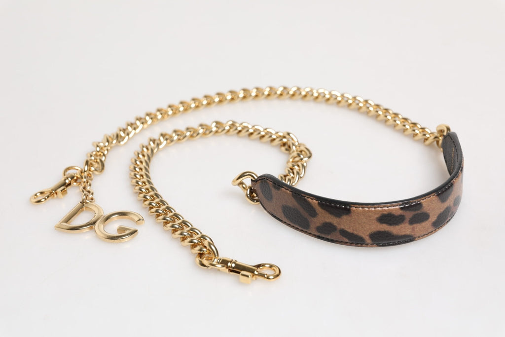 Dolce & Gabbana Brown Leopard Gold Brass Chain Accessory Shoulder Strap - Beyzy Store - Dolce & Gabbana