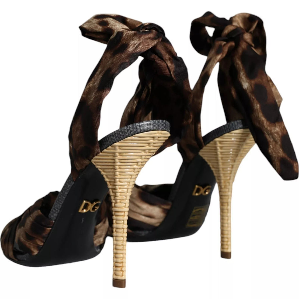 Dolce & Gabbana Brown Leopard Keira Heels Sandals Shoes - Beyzy Store - Dolce & Gabbana