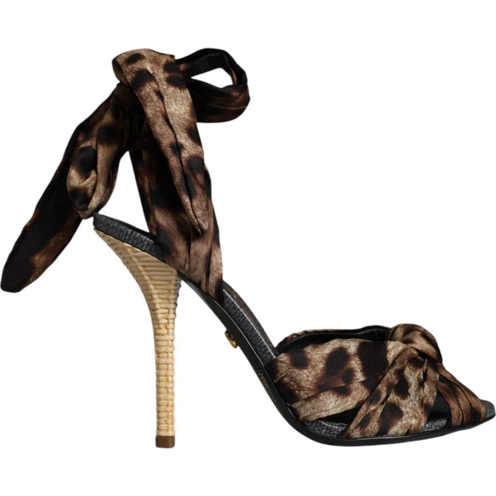 Dolce & Gabbana Brown Leopard Keira Heels Sandals Shoes - Beyzy Store - Dolce & Gabbana