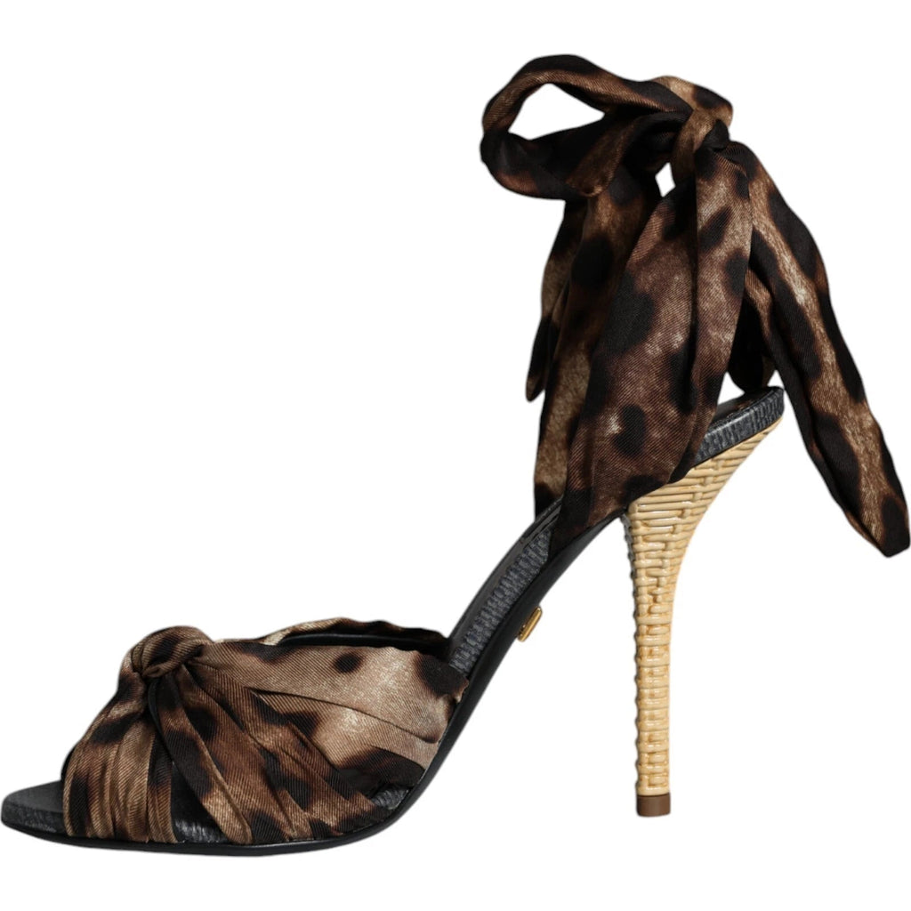 Dolce & Gabbana Brown Leopard Keira Heels Sandals Shoes - Beyzy Store - Dolce & Gabbana