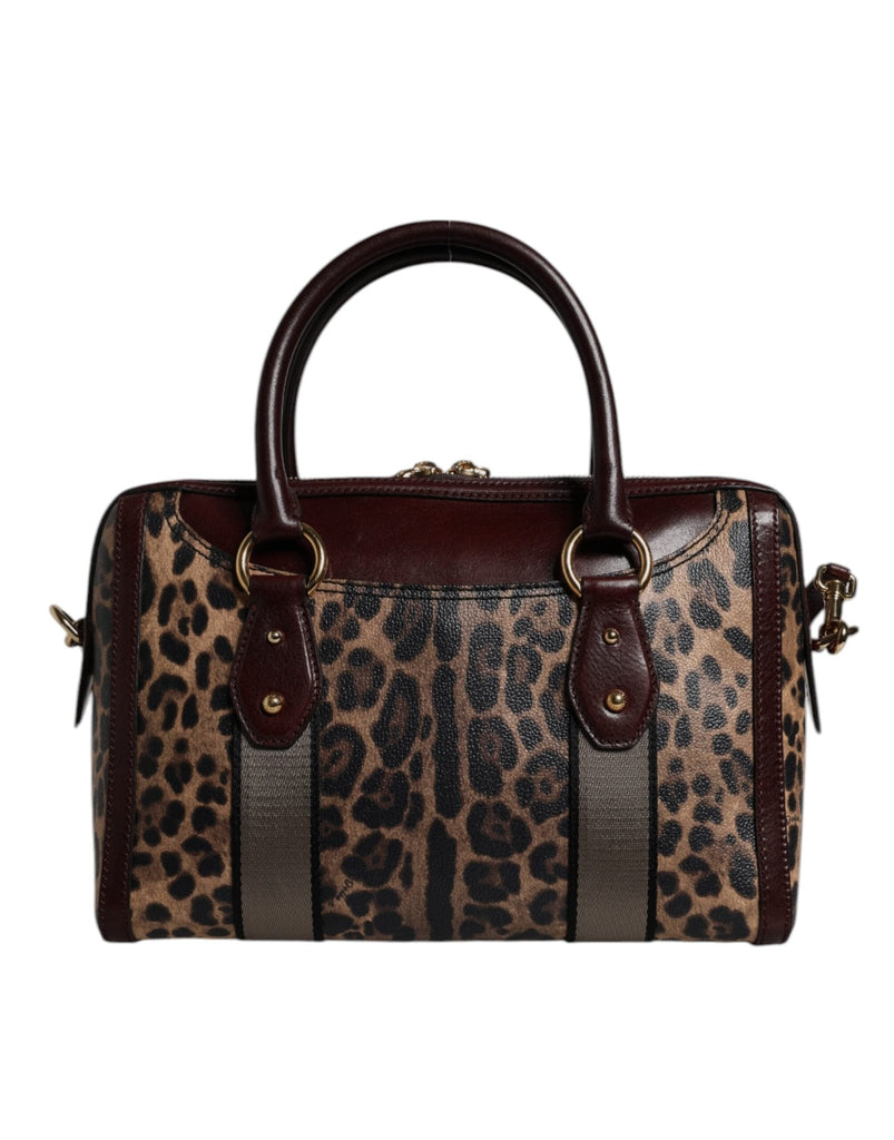 Dolce & Gabbana Brown Leopard Leather Shoulder Strap Duffle Bag - Beyzy Store - Dolce & Gabbana