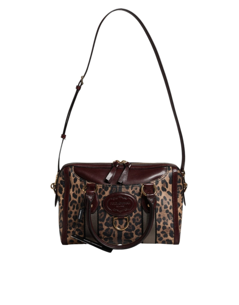 Dolce & Gabbana Brown Leopard Leather Shoulder Strap Duffle Bag - Beyzy Store - Dolce & Gabbana