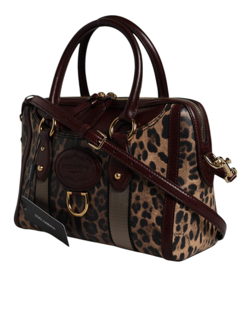 Dolce & Gabbana Brown Leopard Leather Shoulder Strap Duffle Bag - Beyzy Store - Dolce & Gabbana