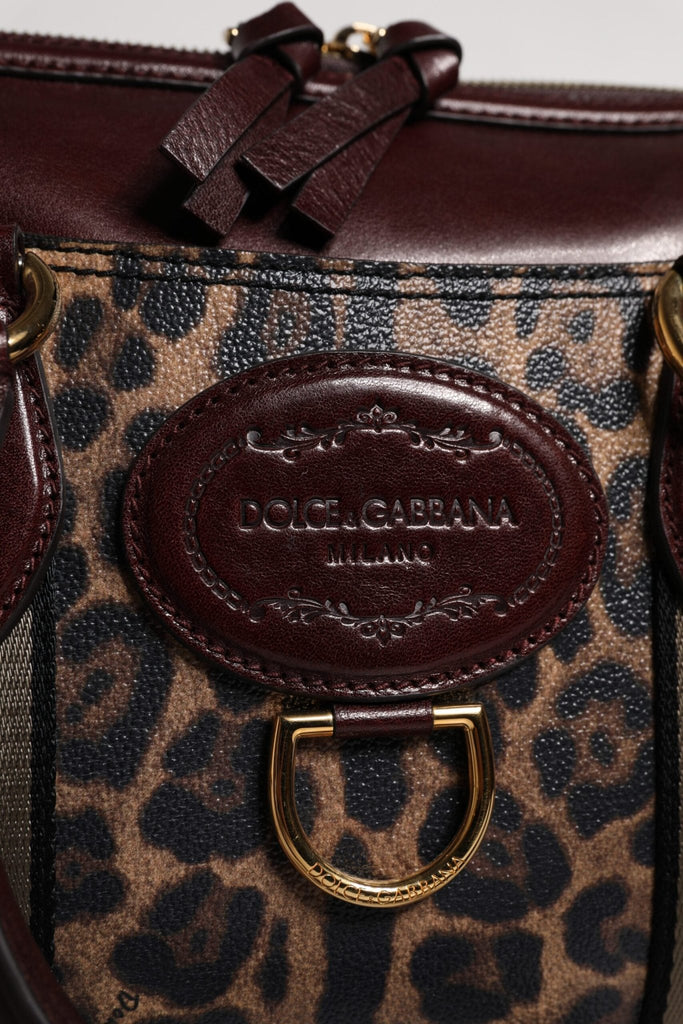 Dolce & Gabbana Brown Leopard Leather Shoulder Strap Duffle Bag - Beyzy Store - Dolce & Gabbana