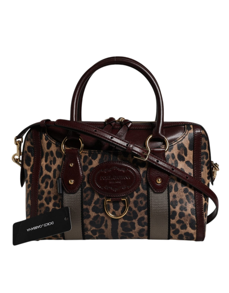 Dolce & Gabbana Brown Leopard Leather Shoulder Strap Duffle Bag - Beyzy Store - Dolce & Gabbana
