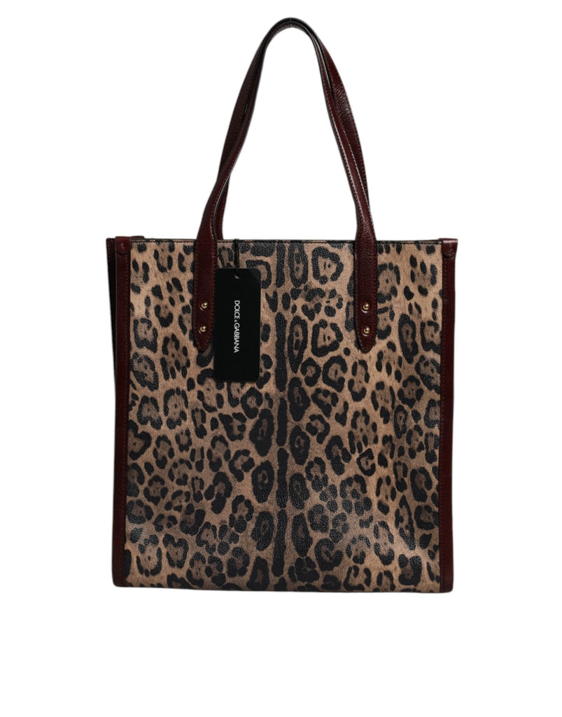 Dolce & Gabbana Brown Leopard Leather Shoulder Strap Tote Bag - Beyzy Store - Dolce & Gabbana