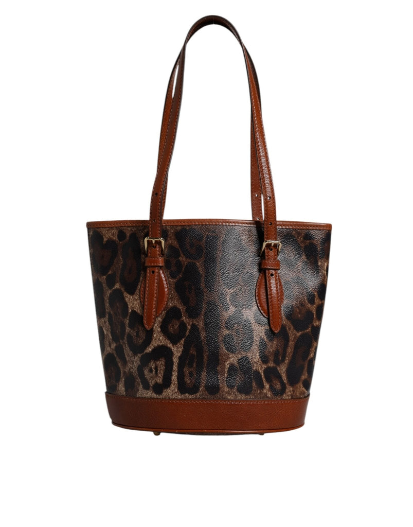 Dolce & Gabbana Brown Leopard Leather Shoulder Strap Tote Bag - Beyzy Store - Dolce & Gabbana