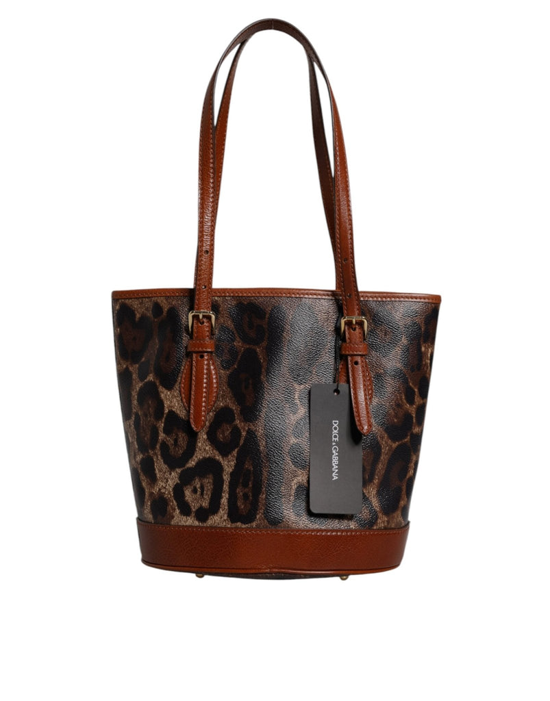 Dolce & Gabbana Brown Leopard Leather Shoulder Strap Tote Bag - Beyzy Store - Dolce & Gabbana