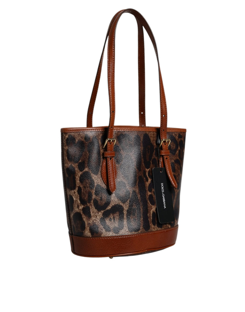 Dolce & Gabbana Brown Leopard Leather Shoulder Strap Tote Bag - Beyzy Store - Dolce & Gabbana